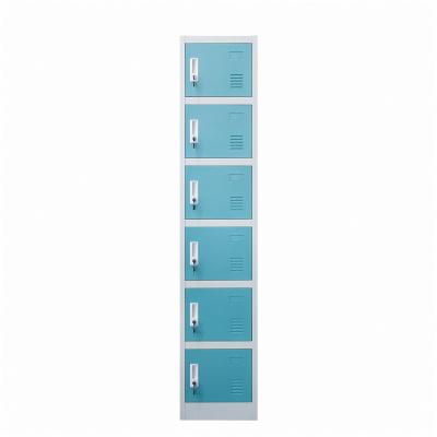 China KD Structure Six Doors Gym Locker Storage Staff Metal Locker for sale