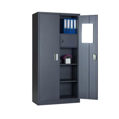 China New Design Steel Office Furniture Vertical 2 Door Steel Wardrobe for sale