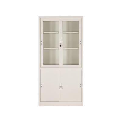 China Commercial 2 Glass Door Steel Sliding Office File Cabinet Storage for sale