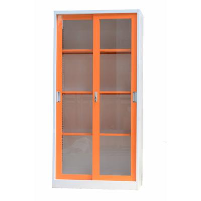 China H1850mm Metal Office Furniture Bookcase With 2 Glass Sliding Doors for sale