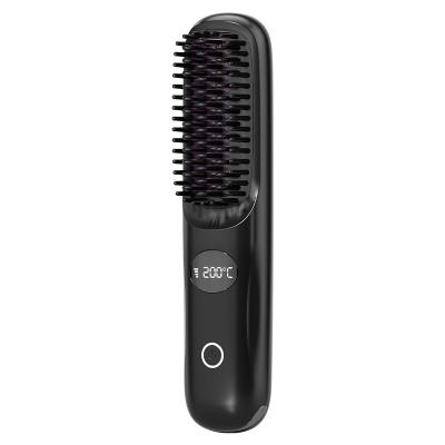 中国 Personal Care Hair Dryer electric Brush Hot Air comb Heat USB Wireless Rechargeable Hair Straightener Brush 販売のため