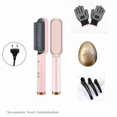 China 45W Hair Straightener Comb Anti Scald Hair Brush Negative Ion Styling Comb Fast Heating 5 Adjustable Temperature Levels for sale