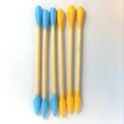 China 2021 Eco-friendly Double Tip Stick Bamboo Wooden Cotton Swabs for sale