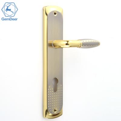 China BIG SIZE DOOR HANDLE LOCK cheap hotel quality price DOOR LATCH handle iron plate DOOR LOCK aluminum gold color for sale