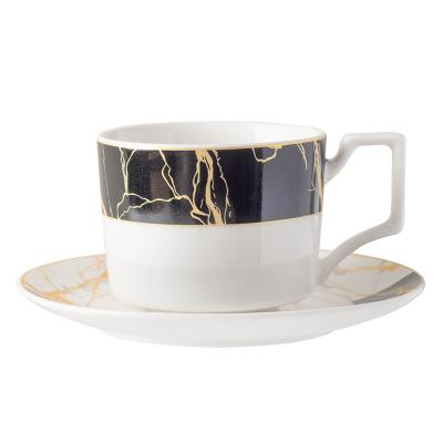 China Viable Wholesale Luxury Dinnerware Set Porcelain Dishes Marbling Dinner Dish Coffee Cup Saucer Dinnerware Wholesale for sale