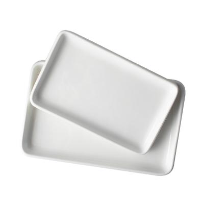 China Best Selling Viable Dishes Sets Ceramic Pure White Western Style Rectangle Steak Home Dinnerware Dish for sale