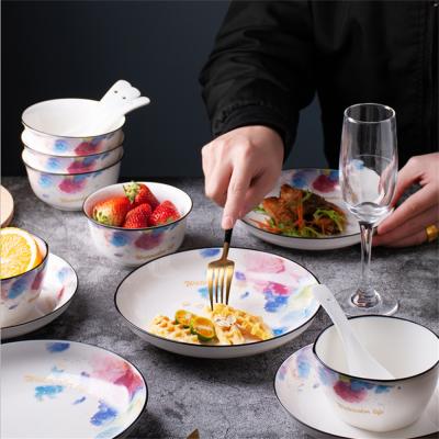 China Viable Nordic Creative Japanese Net Red Household Dinnerware Couples Dinnerware Ceramic Tableware Small for sale