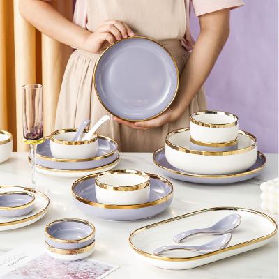 China Sustainable Dinner Plate Set Dinnerware Sets Luxury Ceramic Dinnerware for sale