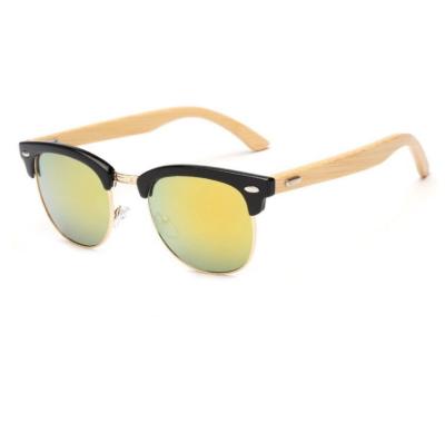 China Bamboo Sun Glasses Women and Men Half Frame Temples Natural Wood Sun Glasses Fashion Sun Glasses for sale