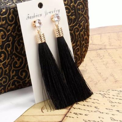 China BOHEMIA Fashion Bohemia Long Tassel Earrings Shiny Rhinestones Fringe Ear Drop Vintage Ethnic Earrings for sale