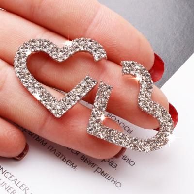 China New Fashion Ethnic Love Rhinestones Full Stud Earrings Alloy Heart Ear Stud For Women for sale