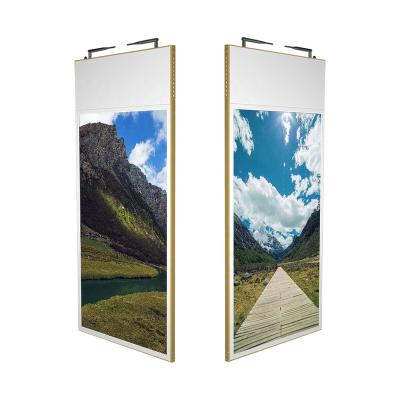 China Thickness 2 Window Store Mount Ceiling Metal Screen Double Screen + Tempered Glass Digital Signage Super Slim Indoor LCD Display for sale