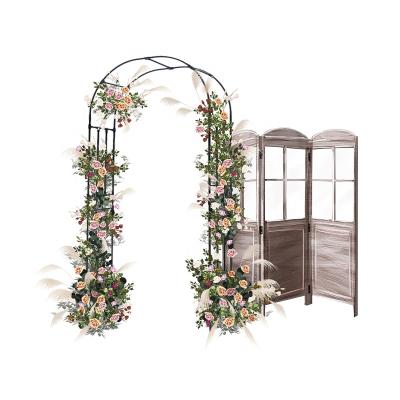 China Easily Assembled Decorative Round Plants Flowers Mounting Wedding Iron Metal Garden Arch With Planter Support for sale