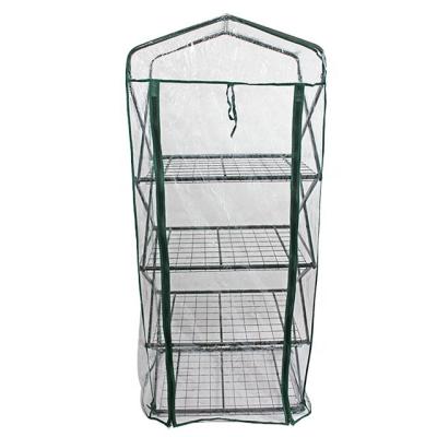 China Easily Assembled 4-Tier Metal Steel Frame Mini Greenhouse Garden Greenhouse Grow Tent for sale