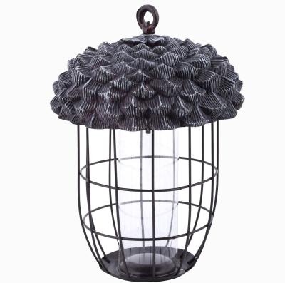 China Automatic Garden Resin Metal Acorn Birdfeeder Hanging Wild Bird Feeder for sale