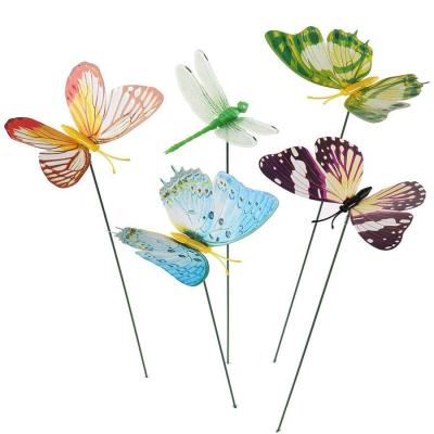 China Decorative Contemporary Luminescent Glow In The Dark Garden Ornament Butterfly Dragonfly Stake for sale