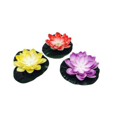 China Durable Garden Supplies Floating Lotus Flower Pool Outdoor Pond Ornament Solar Light Lamp for sale