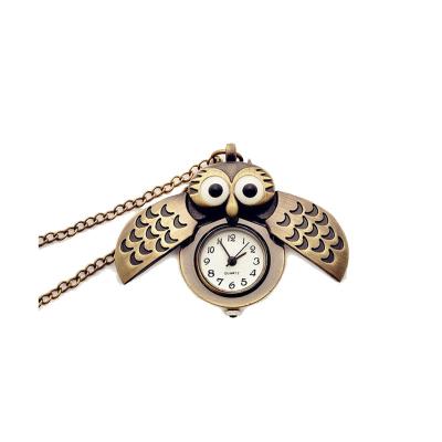 China New Antique Pocket Watch Owl Train Vintage Anime Unisex Pocket Watch for sale