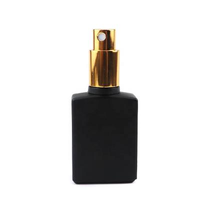 China Wholesale Sprayer Pump Volume Recycled Empty Room Perfume Arabic 30ml Custom Cap Rectangle Glass Spray Bottle Matte Black For Skin Care for sale