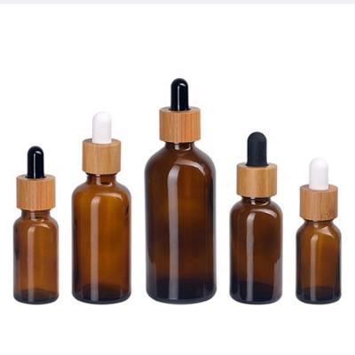 China European Fresh Crystal Amber Glass Aluminum Perfume Rubber Cap+Glass Pipette+Silicone Gold Metal Dropper Essential Oil Bottle 30ml With Bamboo Dropper Cap Tops lids for essential oils for sale