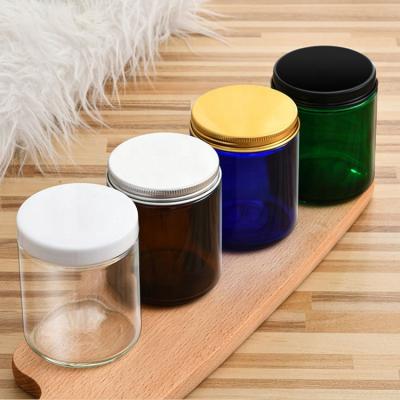 China Custom Wholesale Unique Empty Luxury Christmas Large Christmas Plastic Clear Glass Candle Jars 8oz Metal Cap/Metal Cap With Metal Lid For Candle Making for sale