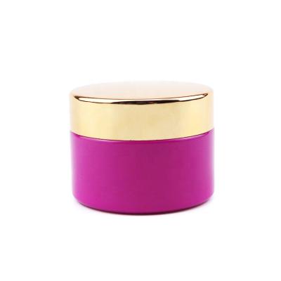 China Shiny Aluminum Gold Cap Luxury 1 oz 1oz Rose Gold Cap Pink Custom Cosmetic Jars Jars 30g Glass Cream Cosmetic Jars For Cosmetics With Gold Spatula Lid for sale