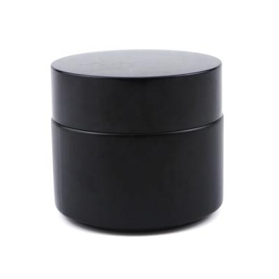 China Black Plastic Lid 100ml 100ml New Big Large Custom Lip Balm Cosmetic Matte Skin Care Colored Frosted Black Glass Jar 100g With Black Plastic Lid for sale