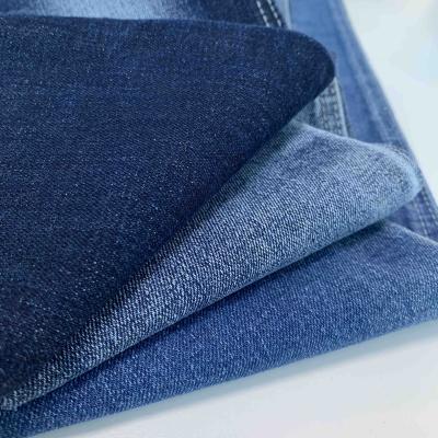 China Blue Wrinkle Resistant Low Stretch 11.8oz Cotton Polyester Spandex Counter Waist Stretch Denim Fabric For Jeans for sale