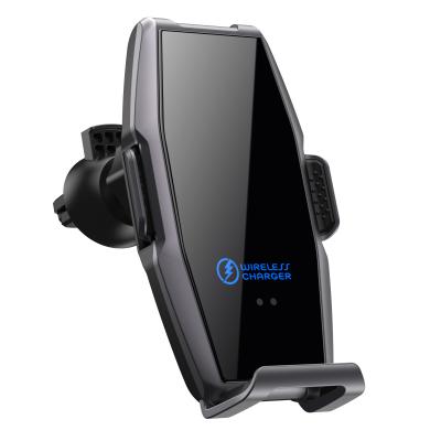 China Universal Quick Wireless Charger QC 3.0 15w Air Vent Fast Auto Clamping Mobile Phone Mount With Magnetic Black Type C Sensor for sale