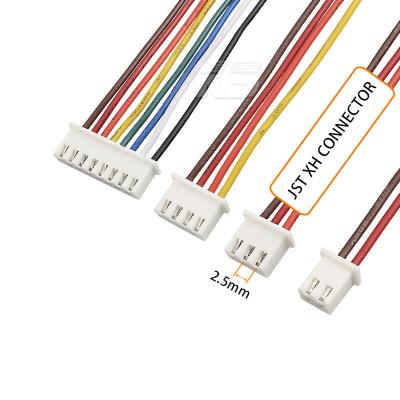 China 2.5mm electronic original pitch pa66 wire female connector custom 2 3 4 pin jst xh 2.54 cable harness assembly connector 10way cables for sale