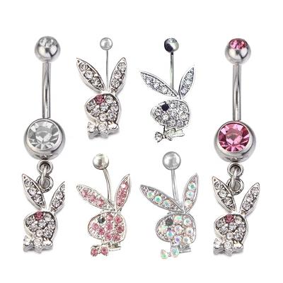 China Charm Cute Universal Cute Crystal Body Ring Rabbit Belly Button Ring Rabbit Navel Piercing Jewelry for sale