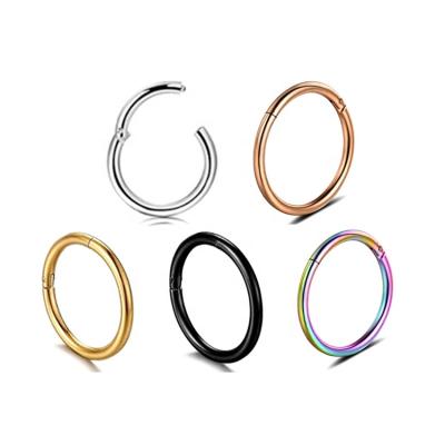 China Wholesale 316l Stainless Steel Punk Nose Piercing Hinged Segment Ring for sale