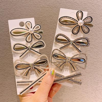 China Eco-friendly wholesale pearl butterfly crystal hairpin clip for woman fashion designs hairpin korean hot hair clips for sale