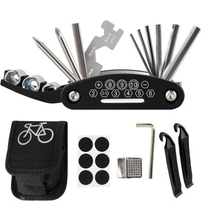 China Cheap price 16-IN-1 portable and multfunction mountain bike maintenance tire repair tool screwdriver set bicycle repair kit for sale