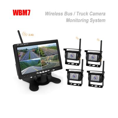 China 2.4ghz Wireless Digital Car Monitor 7Inch Truck Bus Night Vision Rear View Camera System WBM7 for sale