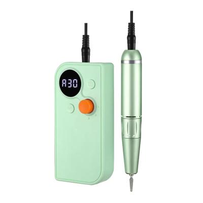 China Professional Nail Beauty Products Summer Green Color Electric Cordless Nail Drill Machine 30000RPM For Nail Salon With Customize LOGO for sale