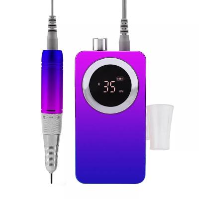 China Nail Beauty Products Popular Amazing Gradient Color 35000rpm Rechargeable Portable Electric Nail Drill With LCD Display Screen For Nail Beauty for sale