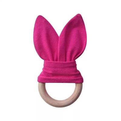 China Ring Children's Pure Color Bunny Ear Teether Accessories Baby Molar BPA Free for sale