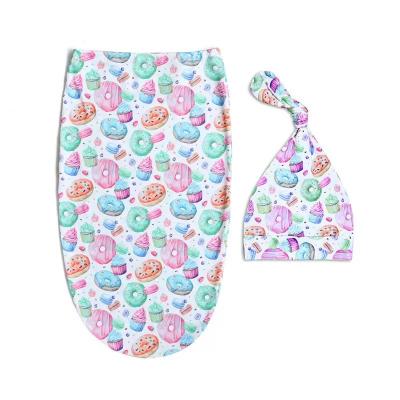 China Baby Breathable Border Sleeping Bag and Tied Fetal Hat 2 Piece Anti-Kick Cocoon Baby Sleeping Bag Headband Set for sale