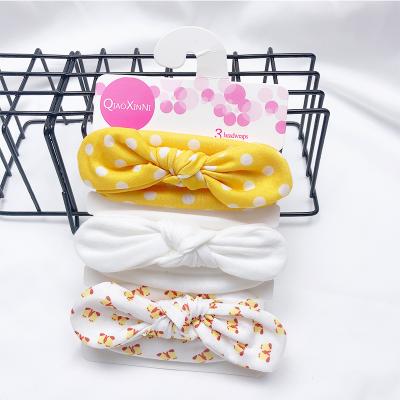 China Material 3pcs/lot Baby Headbands Forwer Friendly Printing Newborn Baby Turban Hair Band For Baby Hair Accessories for sale