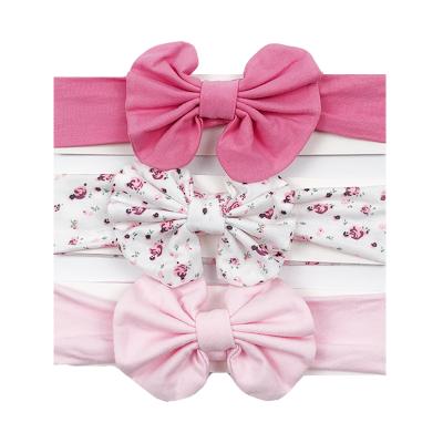 China 3Pcs/Set Solid Color Baby Headband Nylon Knot Bow Headband Girl Gift Set Wholesale Tie Friendly Material for sale