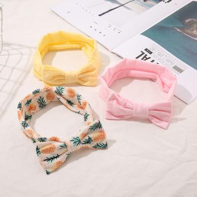 China 3Pcs/Set Baby Headband Bow Hair Band Turban Wrap Baby Friendly Material Printed Head Headband for sale