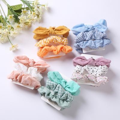 China 3Pcs/Set Flower Friendly Material Soft Bow Knit Elastic Kids Headband Baby Hair Bands Cotton Headband Set For Girls for sale