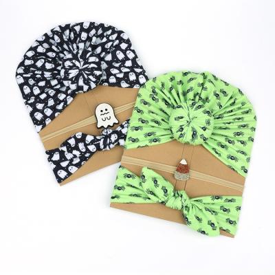 China Cozy Cute Baby Headband Halloween Skull Turban Baby Hat Funny Gift Set Newborn Props Halloween Props for sale