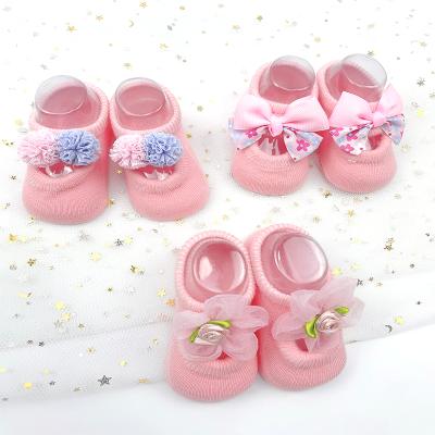 China QUICK DRY 3Pairs/Set Baby Booties Newborn Infant Baby Booties Soft Anti Slip Cotton Floor Sock Shoes for sale