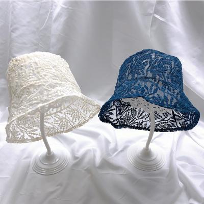 China Cozy Parent-child Baby Sun Protection Lace Flower Sun Hat Cute Vacation Beach Toddler Kids Bucket Hats for sale