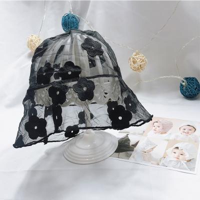 China Cozy Parent-child Sun Hat 50-52cm Babies Lace Up Hats Flower Princess Bonnet Hat For Child Baby Accessories for sale