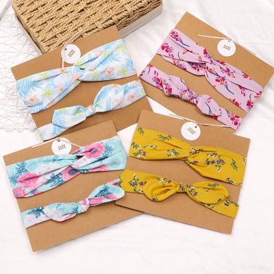 China Parent-child Friendly Material 2 Pieces Fashion Bow Hair Accessories Headband Mom And Baby Headbands for sale