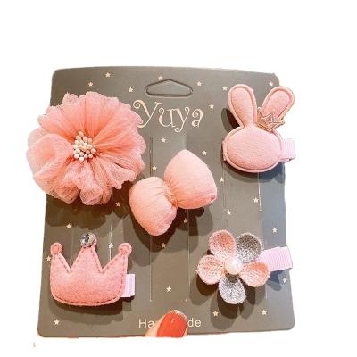 China New Toddler Kids Friendly Material Hair Clips Hairpins 5pcs/Set For Kids Baby Girls Handmade Hair Accessories for sale