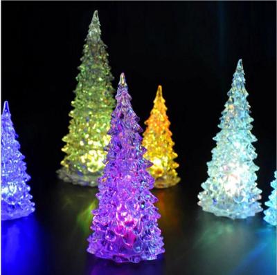 China Colorful Xmas Tree Night Light Ornaments Home Room Decoration Led Lit Table Acrylic Flashing Lights for sale